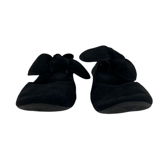 Cat & Jack Black Suede Bow Ballet Flats Size 2 Toddler Girl's - Picture 1 of 7